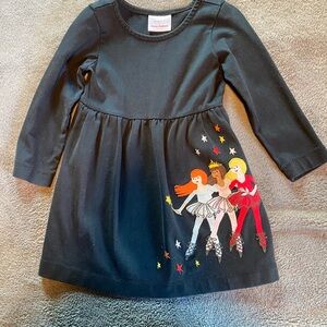 Hanna Andersson Black Dress with Colorful Ballerinas